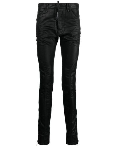 DSquared² Pantalon zippé à patch logo - Noir