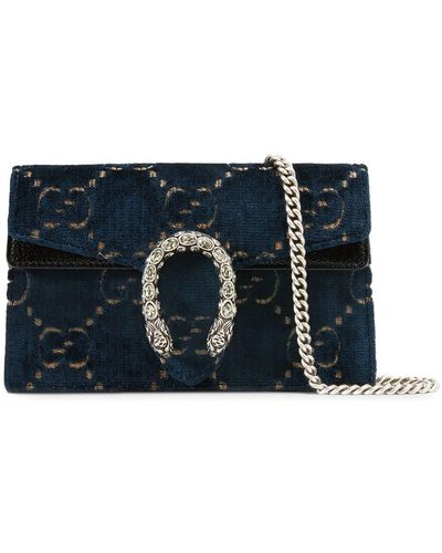 Gucci 'Dionysus' Super-Mini-Tasche aus GG Samt - Blau