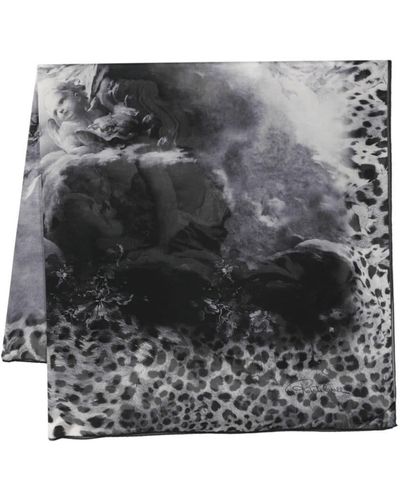 Roberto Cavalli Wild Leda-print Silk Scarf - グレー