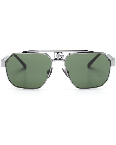 Dolce & Gabbana Pilotenbrille mit Monogramm-Schild - Grün