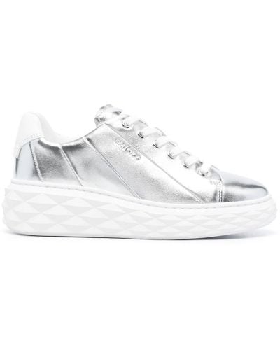 Jimmy Choo Diamond Light Maxi Leather Sneakers - White