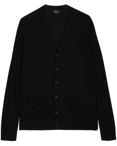 MAN ON THE BOON. Knitted Wool Cardigan - Black
