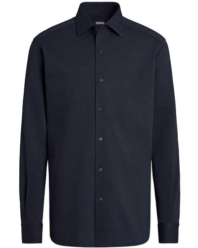 Zegna Long-sleeve Cotton Shirt - Blauw