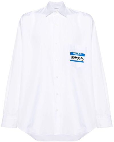Vetements Logo-stamp Cotton Shirt - White