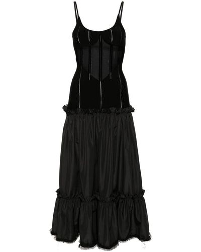 Roberto Cavalli Knitted Tiered Midi Dress - Black