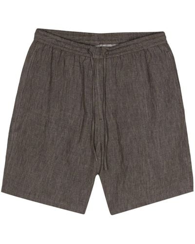 Emporio Armani Drawstring-waist Linen Shorts - Gray