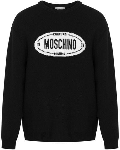 Moschino Logo-intarsia Virgin-wool Jumper - Black
