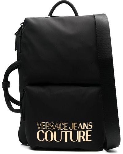 Versace Jeans Couture Rucksack mit Logo-Schild - Schwarz