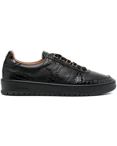 Billionaire Crocodile-effect Leather Sneakers - Black