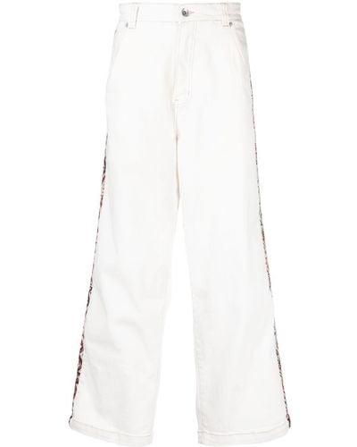 FIVE CM Patterned-jacquard Straight-leg Jeans - White