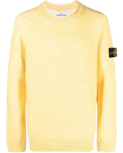 Stone Island Compass-patch Crew-neck Sweater - Yellow
