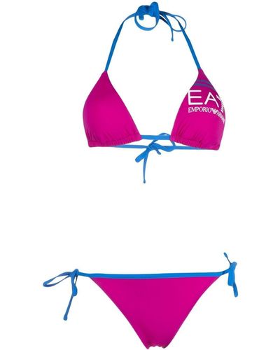 EA7 Logo-print Triangle Bikini - Purple