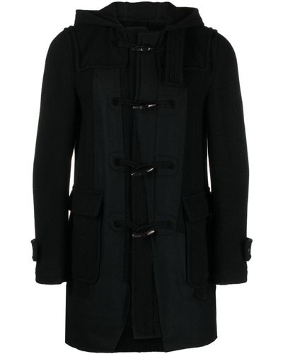 COMME DES GARÇON BLACK Slouch-hood Wool-blend Coat - Black