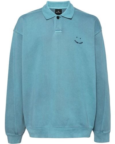 PS by Paul Smith Happy-embroidery Polo Shirt - Blue