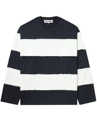 Sunnei Striped Cotton Sweatshirt - Blue