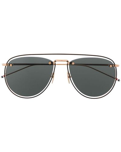 Thom Browne Tb-s113 Pilot-frame Sunglasses - Metallic
