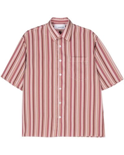 Costumein Stripe-pattern Short-sleeve Shirt - Red