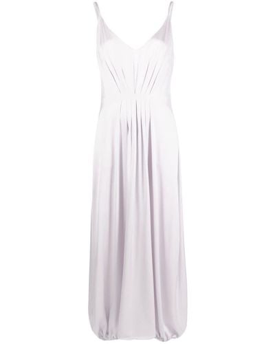 Giorgio Armani Silk V-neck Dress - White