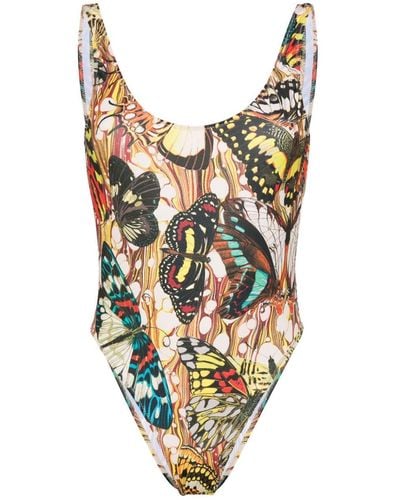 Jean Paul Gaultier Butterfly-print Swimsuit - White