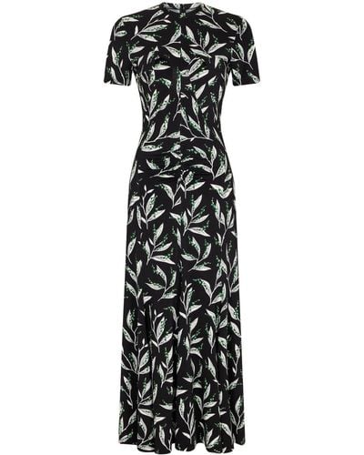 Rabanne Floral-print Short-sleeve Dress - Black
