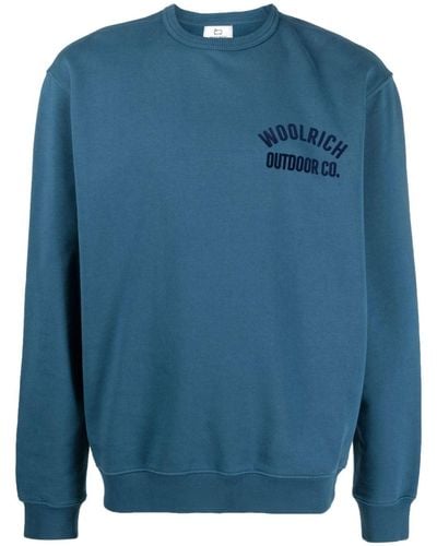 Woolrich Logo-embossed Organic-cotton Sweatshirt - Blue