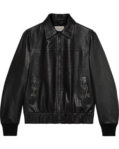 Gucci Horsebit Lambskin Jacket - Black