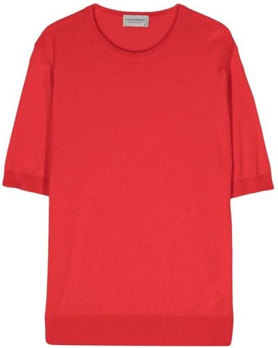 John Smedley Fine-ribbed Cotton Top - Red