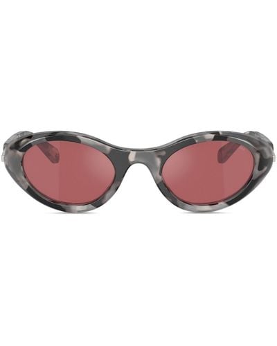 DIESEL Camouflage-print Oval-frame Sunglasses - Pink