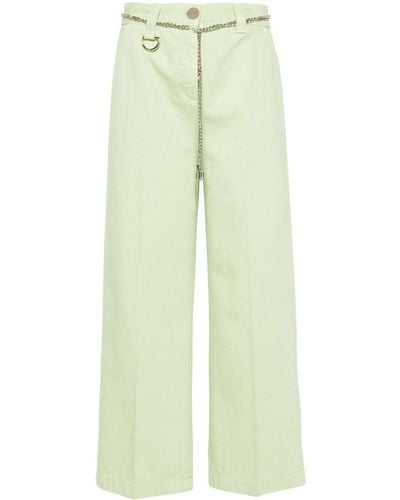 Liu Jo Weite Jeans mit Bügelfalten - Grün