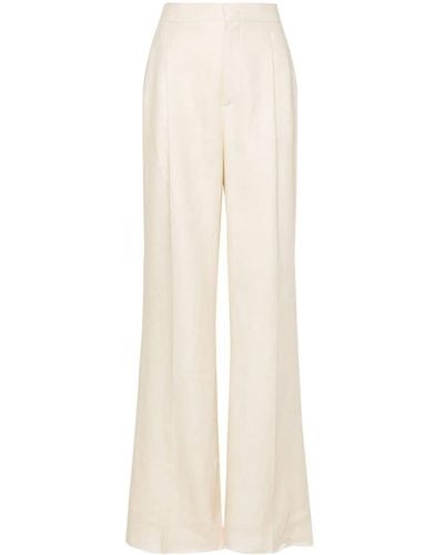Tagliatore Pleat-detail Linen Pants - White