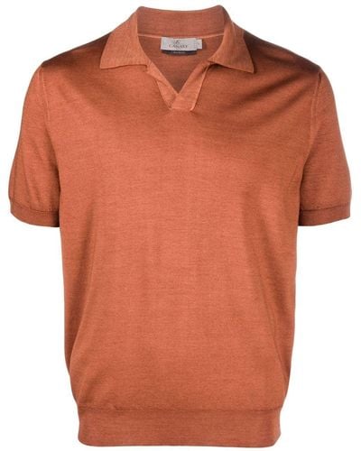 Canali Fine Knit Polo Shirt - Orange