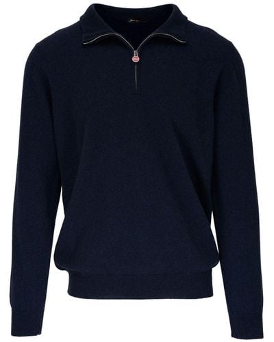 Kiton Zip-up Cashmere Sweater - Blue