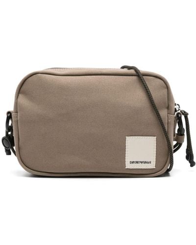 Emporio Armani Tech Canvas Messenger Bag - Brown