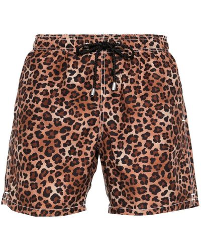 Mc2 Saint Barth Gustavia Animalier-print Swim Shorts - Brown