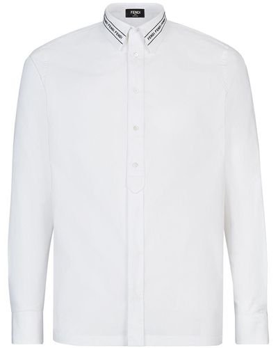 Fendi Embroidered Logo Collar Shirt - White