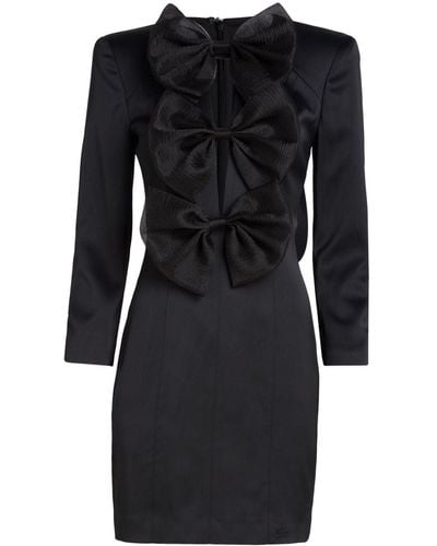 Karl Lagerfeld Bow-detail Long-sleeve Minidress - Black