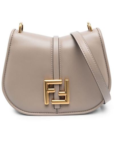 Fendi Small C'mon Leather Crossbody Bag - Grey