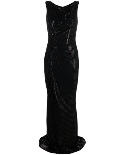 Talbot Runhof Sequin-embellished Sleeveless Gown Dress - Black