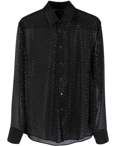 Patrizia Pepe Voile Crystal-embellished Shirt - Black