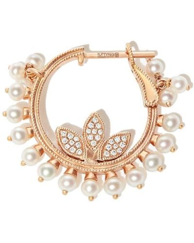 Maria Tash Boucles d'oreilles Cornet en or rose 18ct serties de perles et de diamants - Blanc