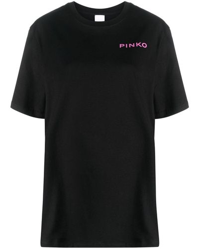 Pinko T-Shirt mit Logo-Print - Schwarz