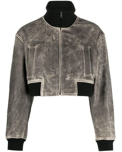 Manokhi Cropped-Lederjacke - Grau