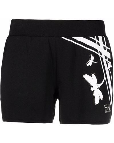 EA7 Logo-print Shorts - Black