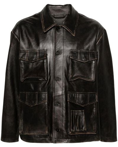 Golden Goose Cut-out Detail Leather Jacket - Black