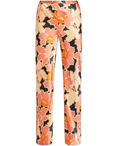 Shona Joy Rosa Floral-print Silk Pants - Orange