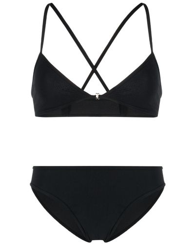 Zadig & Voltaire Logo-print Crossover Shoulder-straps Bikini - Black