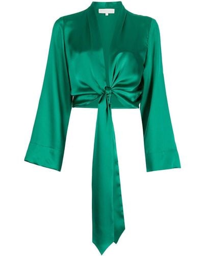 Michelle Mason Long Sleeved Tie-waist Blouse - Green