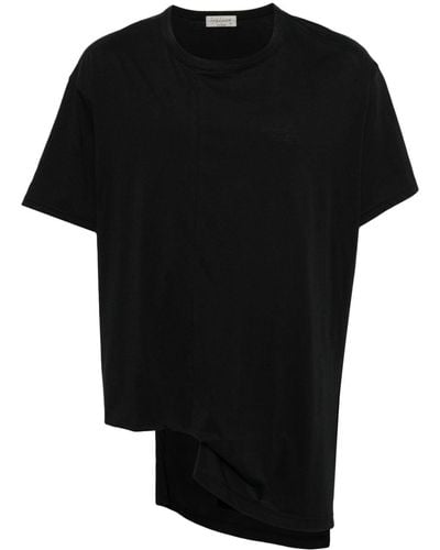 Yohji Yamamoto Gedrapeerd T-shirt - Zwart