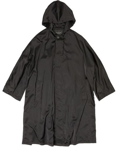 Balenciaga Drawstring-hood Parka Coat - Black