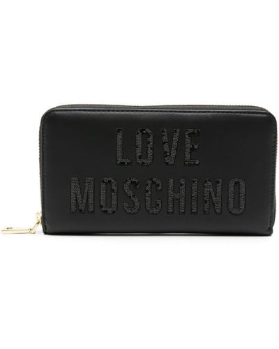 Love Moschino Sequined-logo Zipped Wallet - Black